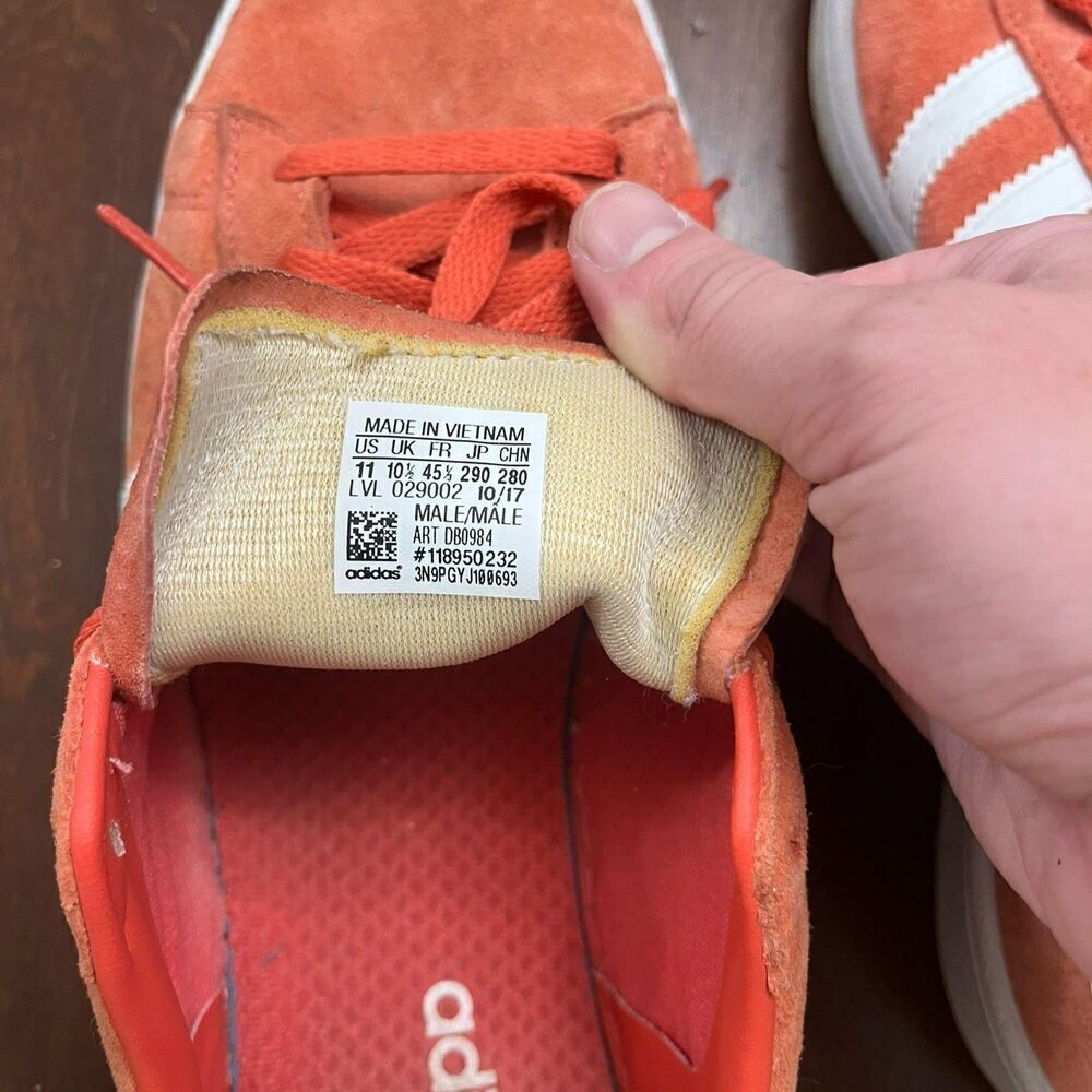 Adidas Campus Trasca Mens Orange White Sneakers 11 Suede Casual Low Top Normcore - Picture 3 of 5